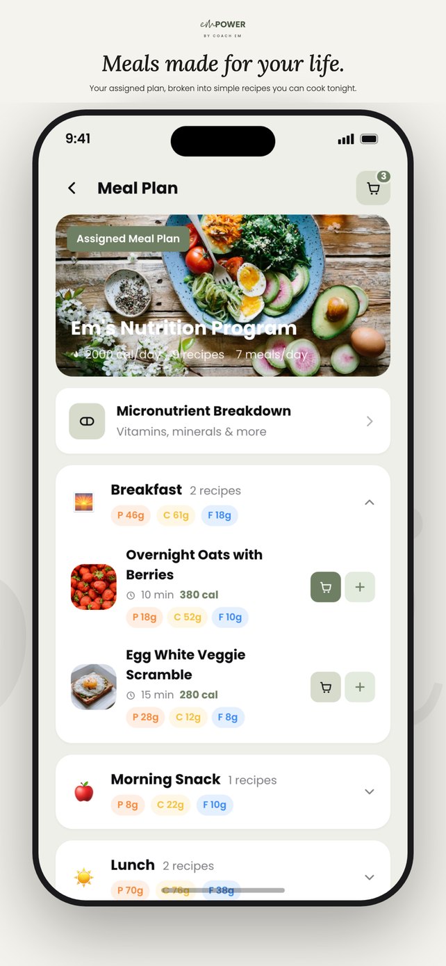 Empower by Coach Em app screen 3