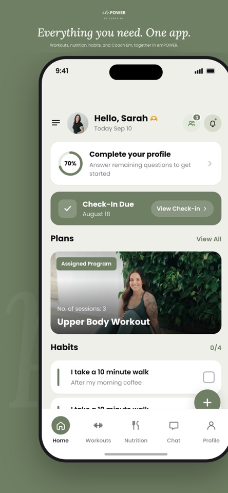 emPOWER app home screen