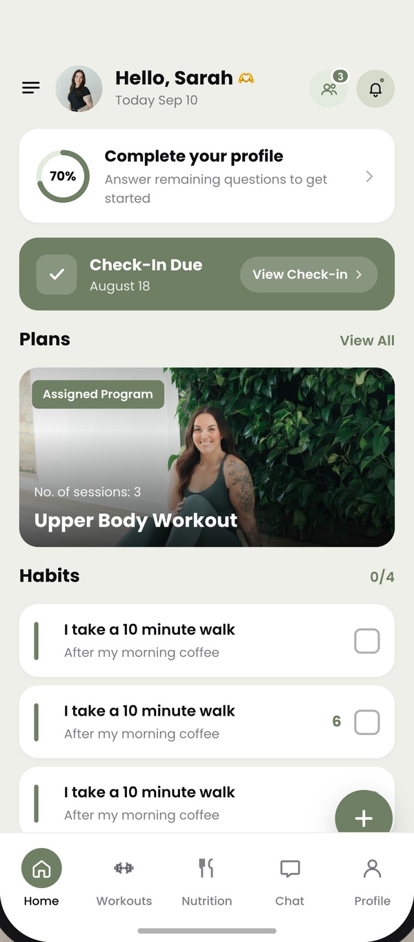 emPOWER by Coach Em home screen, built on NOWFit