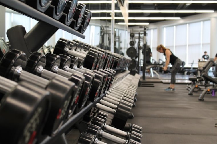 Dumbbell rack in a gym